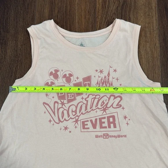 Disney World Best Vacation Ever Tank Top Pink Peach Castle Sleeveless Flowy - Picture 5 of 6